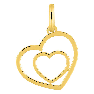 Pendentif Double Coeur Ajourés, Plaqué Or Jaune, 14x15mm - Emanessence