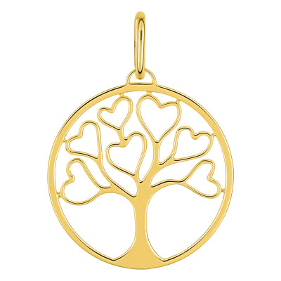 Pendentif Arbre de Vie & Coeurs, Plaqué Or Jaune - Emanessence