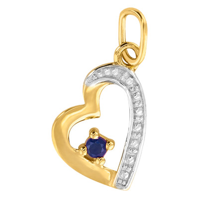 Pendentif coeur étiré saphir, Or jaune - Emanessence