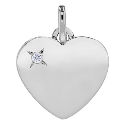 Pendentif coeur, Or blanc 750 et diamant - Emanessence