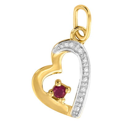 Pendentif coeur étiré rubis, Or jaune - Emanessence
