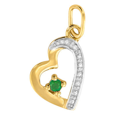 Pendentif coeur étiré emeraude, Or jaune - Emanessence