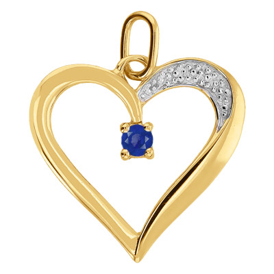 Pendentif coeur voluptueux saphir, Or jaune 750 - Emanessence
