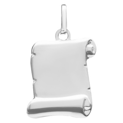 Pendentif parchemin, Or blanc 750 - Emanessence