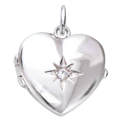 Pendentif Photo Coeur & Oxyde de Zirconium, Argent 925 Rhodié, 17x19mm - Emanessence