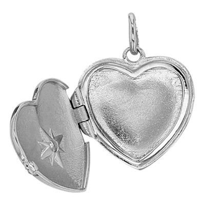 Pendentif Photo Coeur & Oxyde de Zirconium, Argent 925 Rhodié, 17x19mm - Emanessence