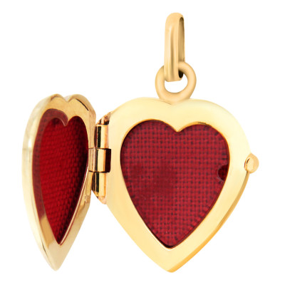 Pendentif Porte Photo Coeur & Motif Floral, Or Jaune 375, 16x25mm - Emanessence