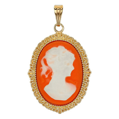 Pendentif Camée Grand Modèle, Plaqué Or & Résine - Emanessence