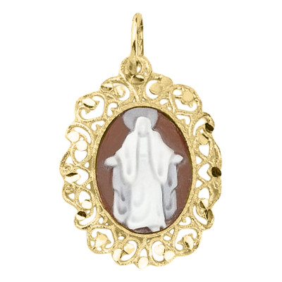 Pendentif Camée Jesus Christ, Argent Doré - Emanessence