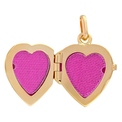 Pendentif Photo coeur fleuri, Or jaune 375, 25x16mm - Emanessence