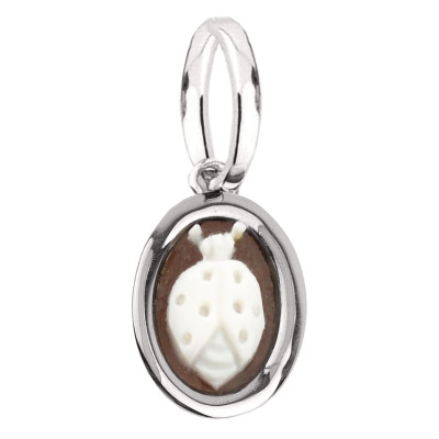 Pendentif Camée Ovale Coccinelle, Argent - Emanessence