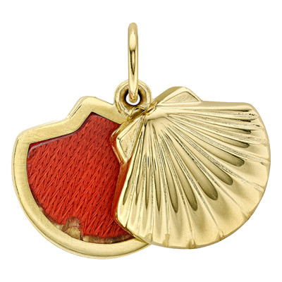 Pendentif Photo Coquille d'huître, Or Jaune 375, 21.60x16mm - Emanessence
