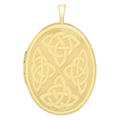 Pendentif Porte Photo Ovale motif Celtique, Or Jaune 375, 20x32mm - Emanessence