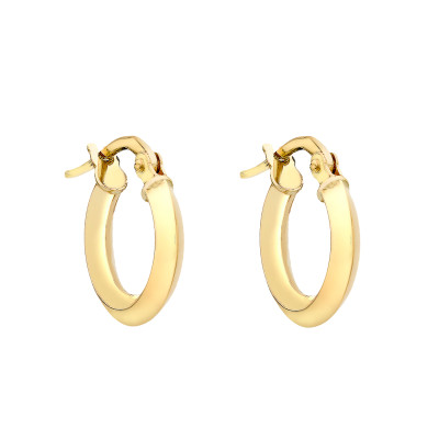 Boucles d'Oreilles Créoles Oline Rétro, Or Jaune 375, 13 mm - Emanessence
