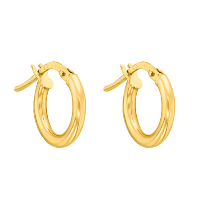 Boucles d'oreilles Créoles fil rond 2 mm, 8 mm, Or jaune 750 - Emanessence
