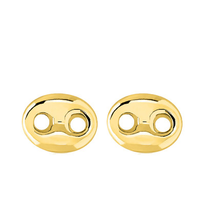 Boucles d'oreilles Grain de café, Or jaune 750, 4x6mm - Emanessence