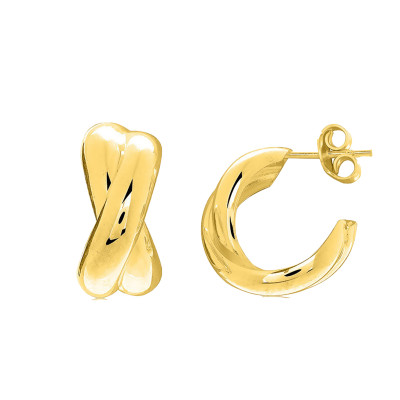 Créoles Doubles Anneaux, Plaqué Or Jaune - Emanessence