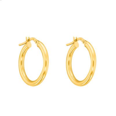 Boucles d'oreilles Créoles fil rond 2 mm, 10 mm Or jaune 750 - Emanessence