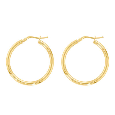 Boucles d'oreilles Créoles fil rond 2 mm, 20 mm Or jaune 750 - Emanessence