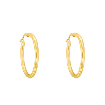 Boucles d'oreilles Créoles Fil rond 2 mm, 35 mm Or jaune 750 - Emanessence