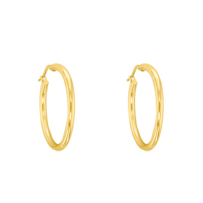 Boucles d'oreilles Créoles fil rond 2 mm, Or jaune 750 - Emanessence