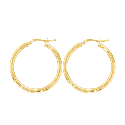 Boucles d'oreilles Créoles fil rond 2 mm, Or jaune 750 - Emanessence