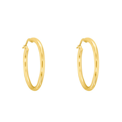 Boucles d'oreilles Créoles fil rond 2 mm, 45 mm Or jaune 750 - Emanessence