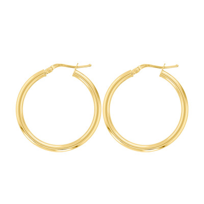 Boucles d'oreilles Créoles fil rond 2 mm, 45 mm Or jaune 750 - Emanessence