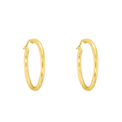 Boucles d'oreilles Créoles fil rond 2 mm, 50 mm Or jaune 750 - Emanessence