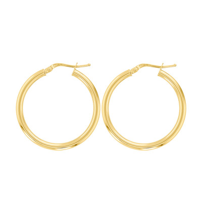 Boucles d'oreilles Créoles fil rond 2 mm, 50 mm Or jaune 750 - Emanessence