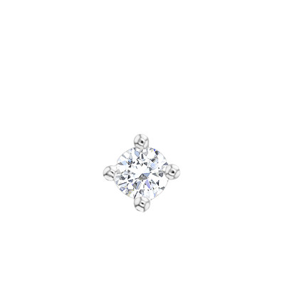 1 Boucle d'Oreille Solitaire Diamant GSI2, Or blanc 750 - Emanessence