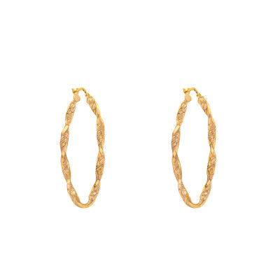 Boucles d'oreilles Créoles Ovales Torsadées, Or jaune 375 - Emanessence