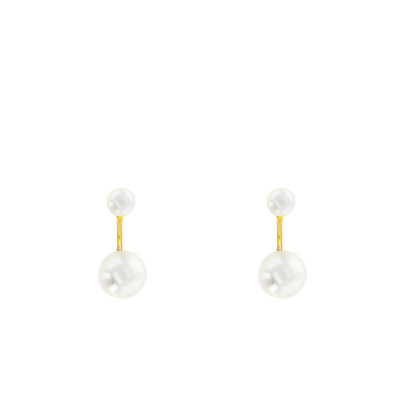 Boucles d'oreilles boutons perlés, Or jaune - Emanessence