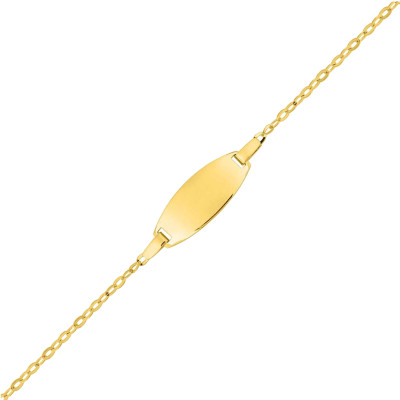 Gourmette Ovale Maille Forçat, Or Jaune 375, 14 cm - Bambins