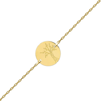 Gourmette Médaille Arbre de Vie, Or Jaune 375, 14 cm - Lucas Lucor