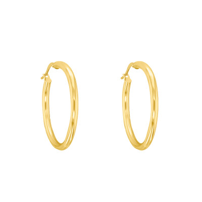 Boucles d'oreilles Créoles fil rond 2,50 mm, 40 mm Or jaune 750 - Emanessence
