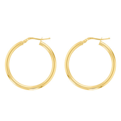 Boucles d'oreilles Créoles fil rond 2,50 mm, 40 mm Or jaune 750 - Emanessence