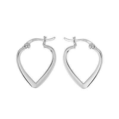 Boucles d'oreilles Créoles Coeur, Argent 925 - Emanessence