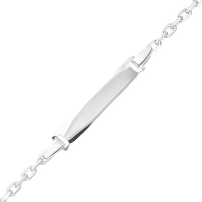 Gourmette Plaque Rectangle & Chaîne Forçat, Argent 925, 13 à 15cm - Bambins