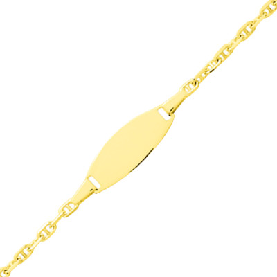 Gourmette Enfant Ovale & Maille Marine, Or Jaune 375, de 12 à 14 cm - Bambins