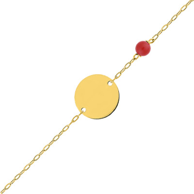 Gourmette Bébé Cornaline, Or jaune 750, 12 à 14cm - Bambins