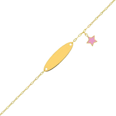Gourmette Bébé Étoile, Or jaune 750 & Email, 12 à 14cm - Bambins