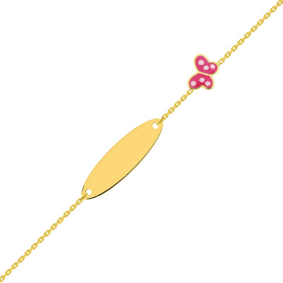 Gourmette Bébé Papillon, Or jaune 750 & Email, 12 à 14cm - Bambins