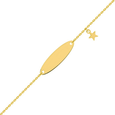 Gourmette Bébé Etoile, Or jaune 750, 12 à 14cm - Bambins
