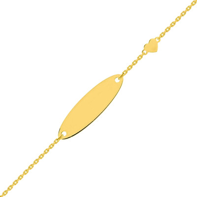 Gourmette Bébé Cœur, Or jaune 750, 12 à 14cm - Bambins
