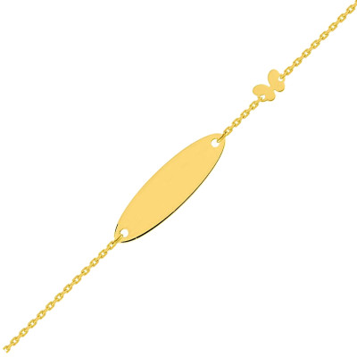 Gourmette Bébé Papillon, Or jaune 750, 12 à 14cm - Bambins