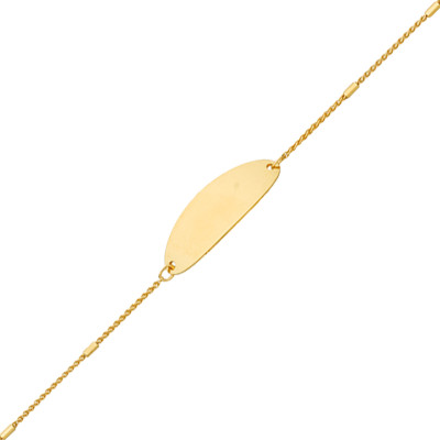 Gourmette Enfant chaîne bâtonnets, Or Jaune 375, 14 cm réglable - Bambins