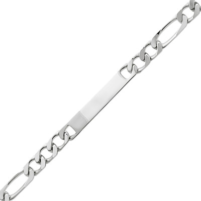 Gourmette Homme Identité, Maille Figaro, Argent, 22 cm, 9 mm - Naïades