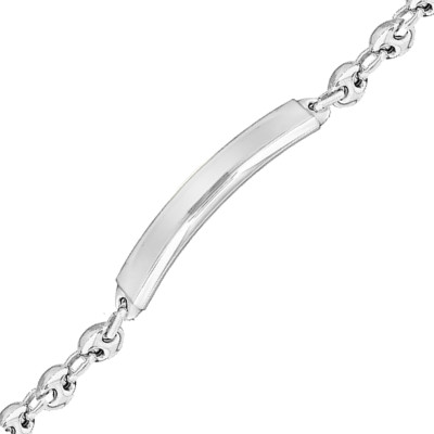 Gourmette Maille grain de café, 7,5 mm, Argent, 19cm - Emanessence