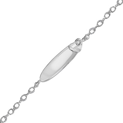 Gourmette Coeur Maille Forçat, Argent, 16,50cm - Emanessence